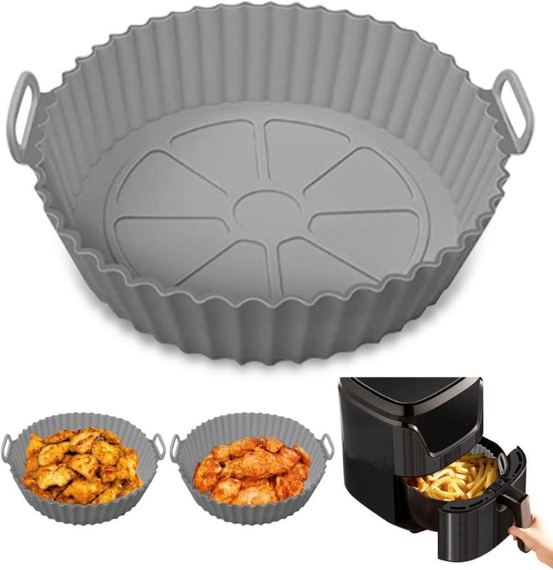 Photo 1 of **BLUE COLORED** ACOHICE Air Fryer Silicone Pot,Reusable Air Fryer Liners,No Need to Clean the Air Fryer,Food Safe Air Fryer Accessories,8 Inch silicone air fryer basket(Top: 8" - Bottom: 6.96") 