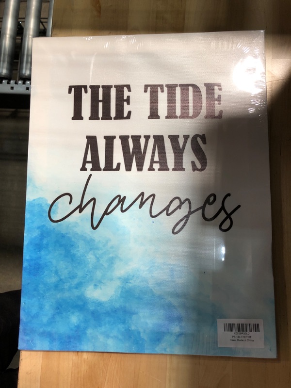 Photo 1 of 15 X 12IN CANVAS WOODEN WALL ART POSITIVE QUOTES "THE TIDE"