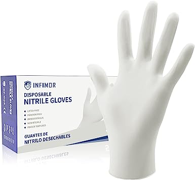 Photo 1 of **SET OF 2** Infimor Gloves Nitrile Disposable Latex Free, 4 mil Powder Free Food Grade, Fingertips Textured Cleaning Supplies 50Pcs SMALL EXP DATE 03-2025
