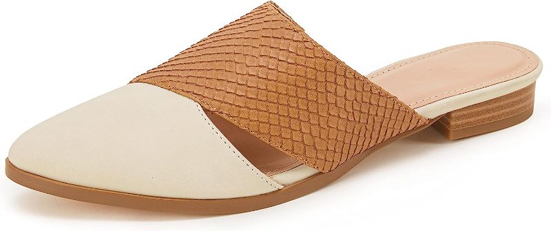 Photo 1 of FISACE Womens Backless Slip On Pointed Toe Flat Sandals Low Heel Mule Dress Loafer Slide Slipper Shoes SIZE 11