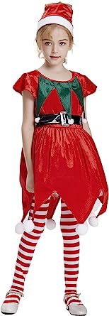 Photo 1 of IKALI Girls Christmas Costume Dress Santa's Helper Holiday Elf Dress-up Outfit SIZE 8-10Y 