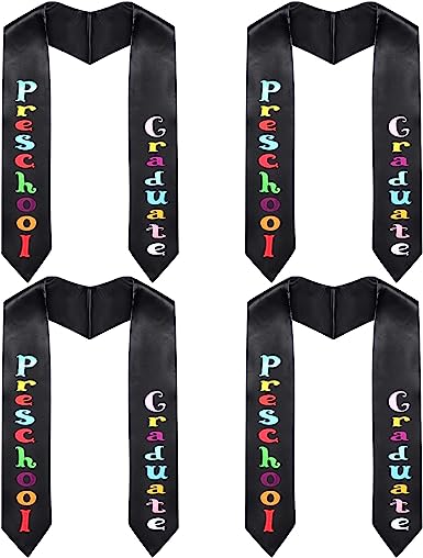 Photo 1 of 4 Pieces Kids Graduation Stole Sash Unisex Preschool Printed Word Graduation Stole for Preschool Graduation
