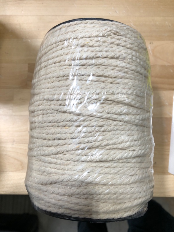 Photo 2 of Macrame Cord 4mm x 165Yards (495Feet), Natural Cotton Macrame Rope - 3 Strands Twisted Macrame Cotton Cord for Wall Hanging, Plant Hangers, Crafts, Gift Wrapping and Wedding Decorations Natural Color 4mm x 165yards