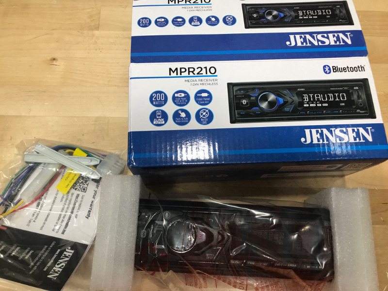 Photo 2 of JENSEN MPR210 7 Character LCD Single DIN Car Stereo Receiver, Push to Talk Assistant, Bluetooth, USB Fast Charging