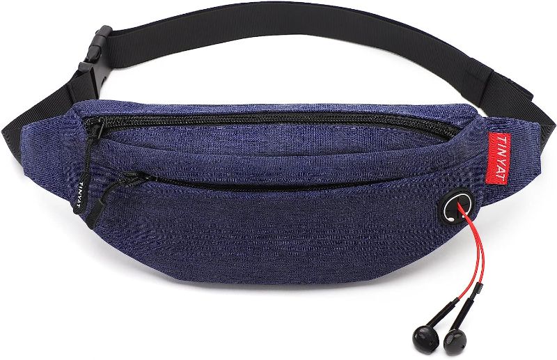 Photo 2 of TINYAT Fanny Pack Waist Women Bum Bag Waterproof Sling Pocket Men Sport Running Hiking Walking Dog Travel Super Lightweight T2003 (Deepblue/2003)