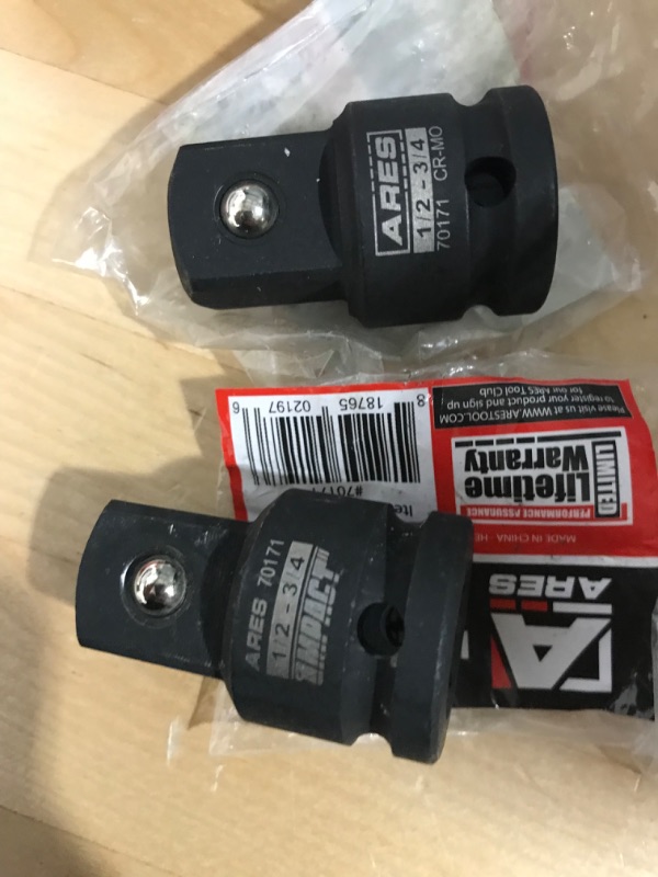 Photo 1 of 2 PACK ARES 70171-1/2-Inch F to 3/4-Inch M Impact Socket Adapter - Chrome Molybdenum Steel Construction Exceeds ANSI Standards and Ensures Life Time Use ½-Inch F to 3/4-inch M