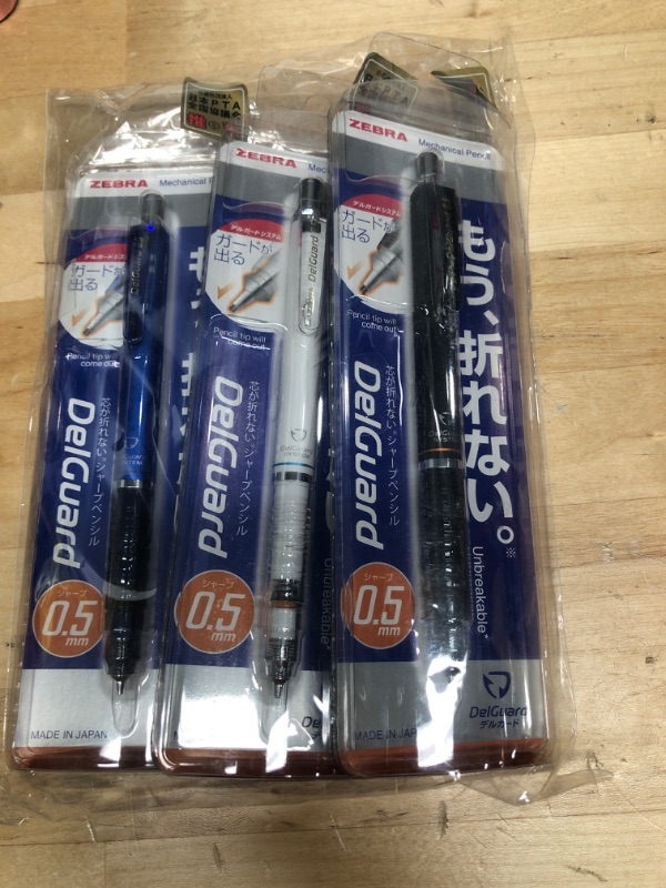 Photo 1 of 3 PACK ZEBRA 0.5 mm DelGuard Mechanical Pencil - 