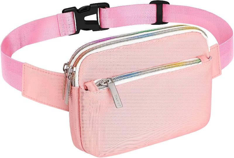 Photo 1 of Fanny Pack, Waist Pack Waist Bag Belt Bag Cross Body Bag with Adjustable Strap, Large Fanny Pack With 4-Zipper Pockets as Christmas Gifts for Women (Pink)