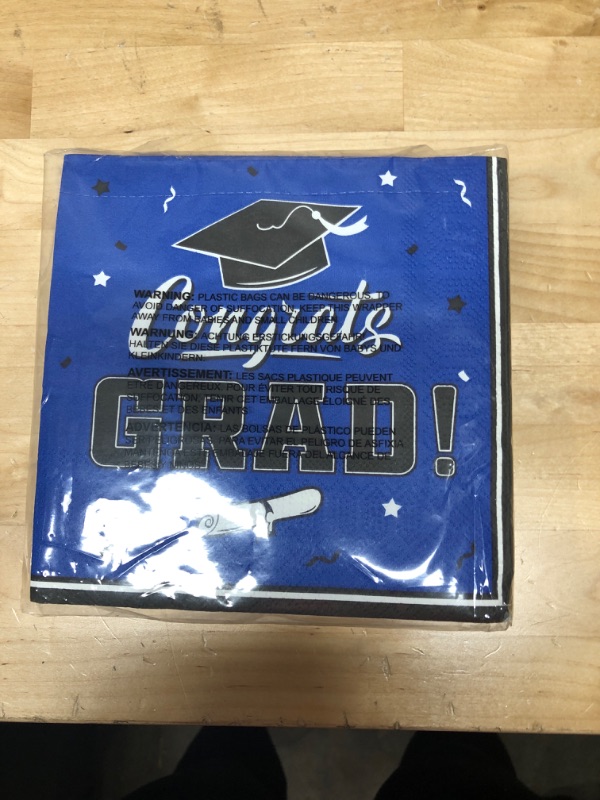 Photo 2 of Gatherfun Graduation Party Disposable Napkins Paper Napkins for College High School Graduation 3-Ply 50 Pack Blue