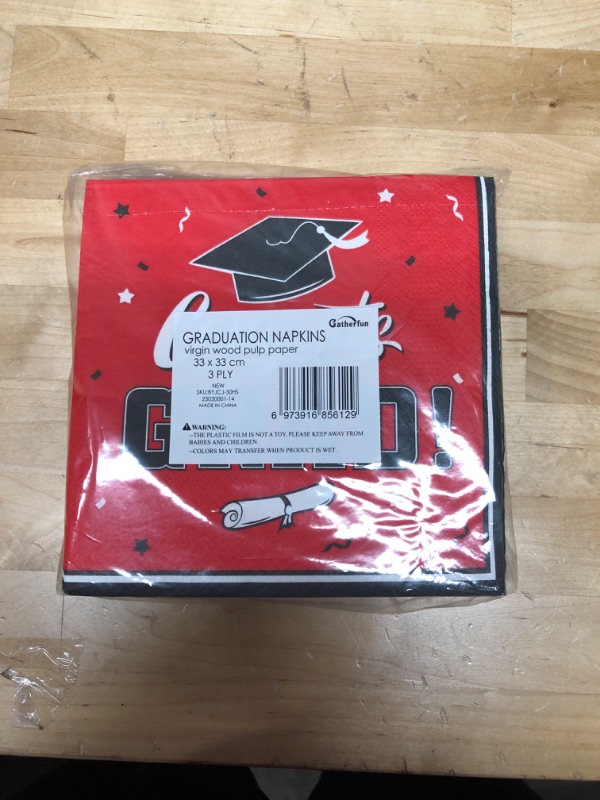 Photo 2 of Gatherfun Graduation Party Disposable Napkins Paper Napkins for College High School Graduation 3-Ply 50 Pack Red