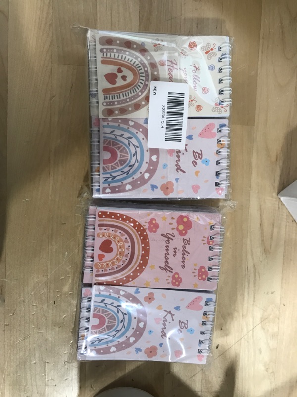 Photo 2 of (2PACK)Boho Rainbow Mini Notepads Boho Rainbow Party Favors, Rainbow Colored Memo Spiral Tiny Notebooks for Teacher Classroom Reward Supply, Rainbow Theme Birthday Party