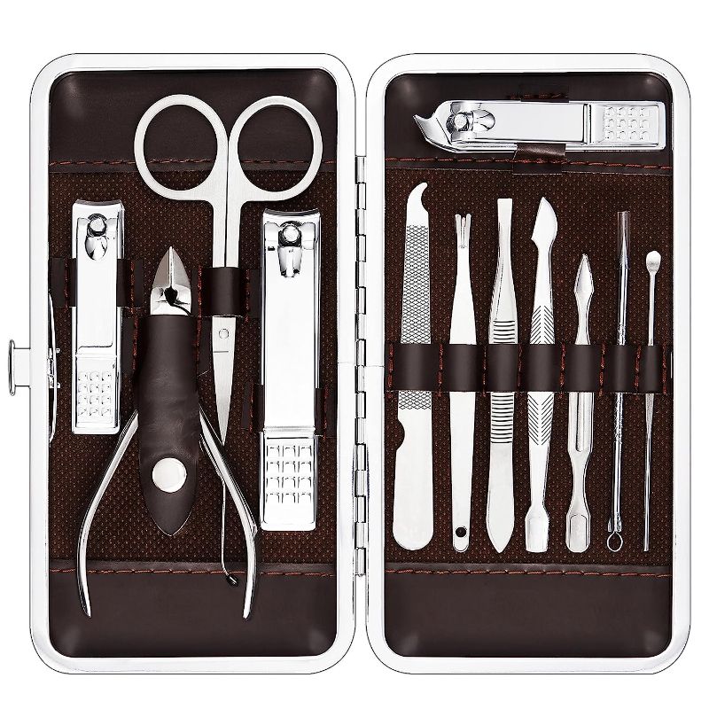 Photo 1 of Cater Manicure, Nail Clippers Set of 12Pcs, Professional Grooming Kit, Nail Tools with Luxurious Travel Case (12)