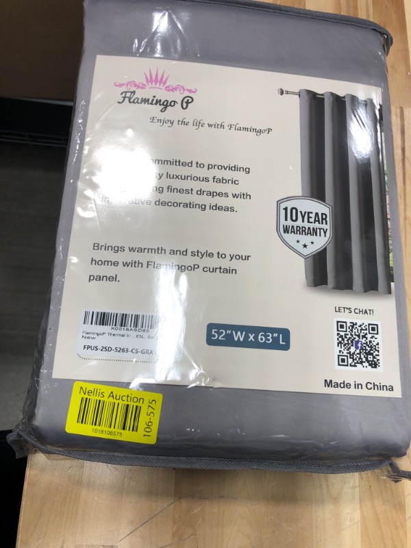 Photo 2 of 100% Blackout Curtains for Bedroom 63 Inches Long Thermal Insulated Lined Curtains for Living Room Double Layer Full Light Blocking Energy Saving Grommet Drapes Draperies, 2 Panels, Grey 52" x 63" Grey