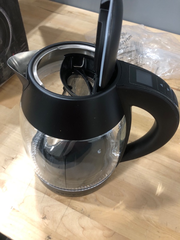 Photo 2 of **Missing the base**
Chefman Digital Electric Kettle with Rapid 3 Minute Boil Technology, Custom Steep Timer and Temperature Presets, Bonus Tea Infuser, Rust and Discoloration Proof, 1.8 Liter, Matte Black, 1500W Digital Electric Kettle Stainless Black---