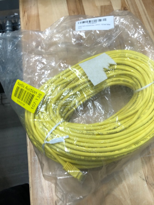 Photo 2 of Cmple Cat5e Network Ethernet Cable - Computer LAN Cable 1Gbps - 350 MHz, Gold Plated RJ45 Connectors - 150 Feet Yellow 150FT Yellow