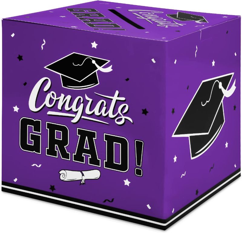 Photo 1 of 3 pk- DAZONGE Graduation Party Decorations 2023 Purple - Graduation Card Box Holder - Graduation Box Graduation Gift for 2023 Graduation Decorations
