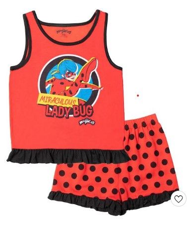 Photo 1 of Miraculous Rena Rouge Ladybug Girls Pullover Pajama Shirt and Shorts Little Kid to Big Kid size 14/16
