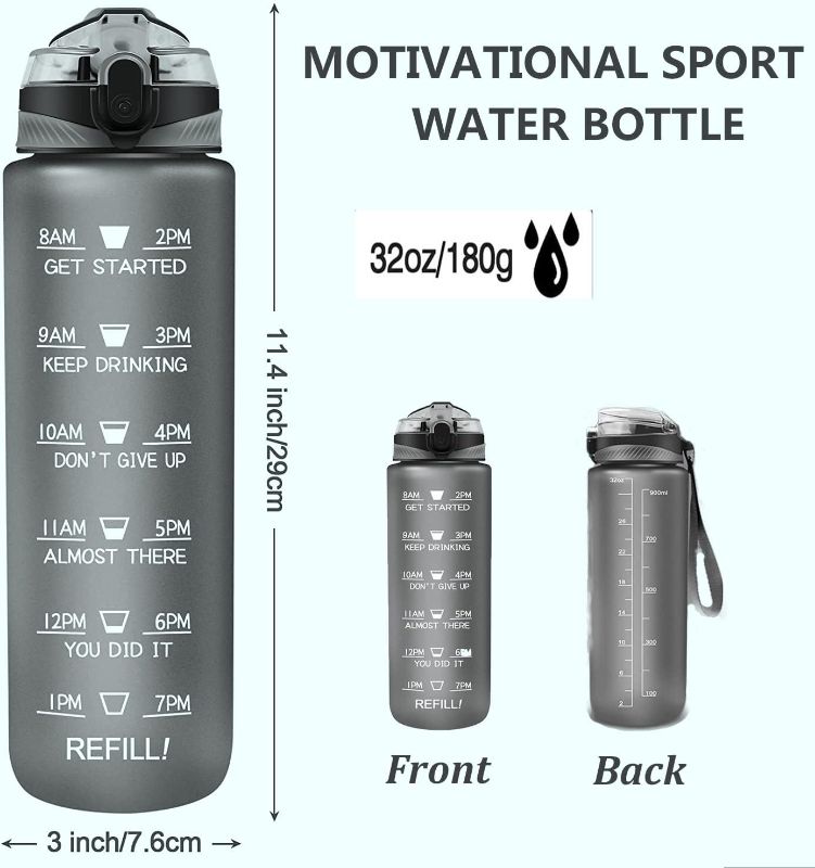 Photo 1 of 2 item bundle 
Drinking Bottle 1l, Water Bottle Leakproof , Drinking Bottle suitable for Sports, [BPA-free Tritan] Sports Bottle with Straw and Time Marker for Cycling, Fitness, Hiking, Outdoor