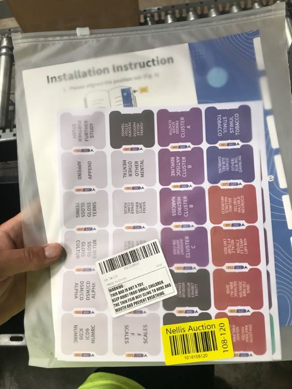 Photo 1 of Index Tabs for DSM-5-TR, 94 Printed DSM-V-TR Tabs and 18 Blank Tab Stickers, with Alignment Card and Abbreviation Description Cards for The Diagnostic and Statistical Manual of Mental Disorders.