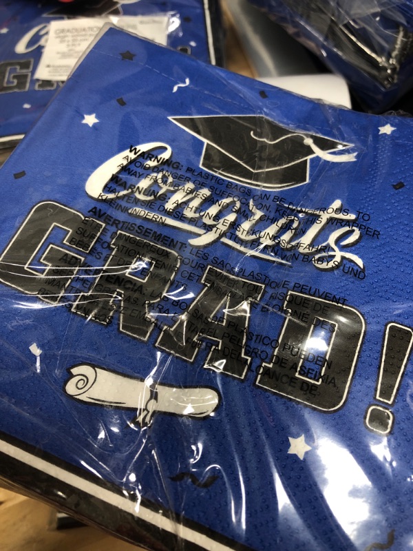 Photo 1 of 2 Gatherfun Graduation Party Disposable Napkins Paper Napkins for College High School Graduation 3-Ply 50 Pack Blue