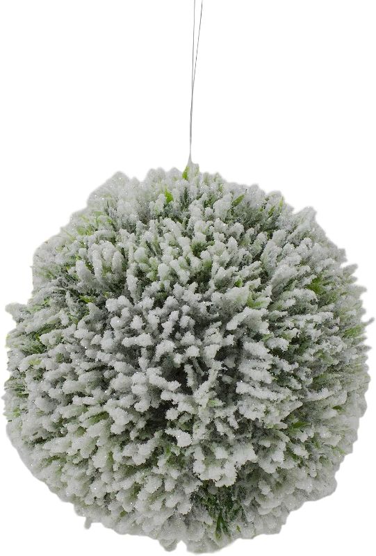 Photo 1 of ***POWERS ON*** 6" White and Green Frosted Pine Christmas Ornament