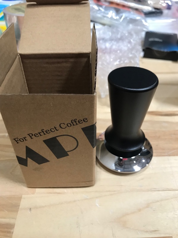 Photo 2 of 53mm Calibrated Espresso Coffee Tamper with Spring Loaded Position Limited Design Constant Pressure Anodized Aluminum Handle Stainless Steel Flat Base, Professional Espresso Hand Tamper (Black)