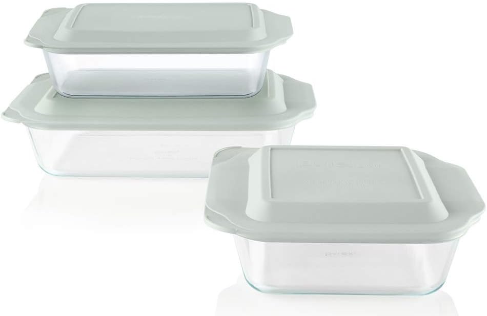 Photo 1 of 
Sage Color*****Pyrex Deep 6-Piece Glass Baking Dish Set with Lids, Glass Bakeware Set, 13x9-Inch, 7x11-Inch & 8x8-Inch Baking Dishes, Non-Toxic, BPA-Free Lids,...