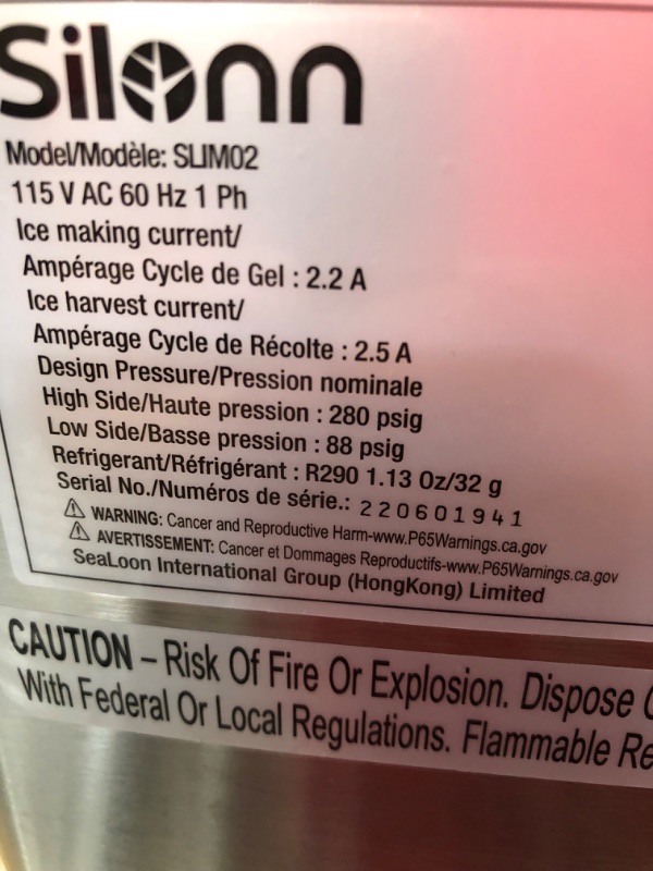 Photo 2 of (PARTS ONLY)Silonn Countertop Ice Cube Ice Makers, 45lbs Per Day, Auto Self-Cleaning & New Wave Enviro Products BPA Free Tritan™ Bottle, 3-Gallon