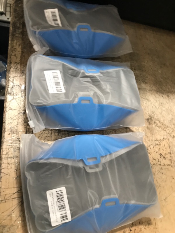 Photo 2 of **BUNDLE OF 3**  2 Pack Air Fryer Silicone Liners, Air Fryer Accessories for 5 to 8 QT, Replacement of Flammable Parchment Paper, Reusable Airfryer Liners Silicone, Baking Tray, Blue+Grey, (Top 8.5in, Bottom 7.2in) Blue+Grey 8.5inch?5 to 8 QT?