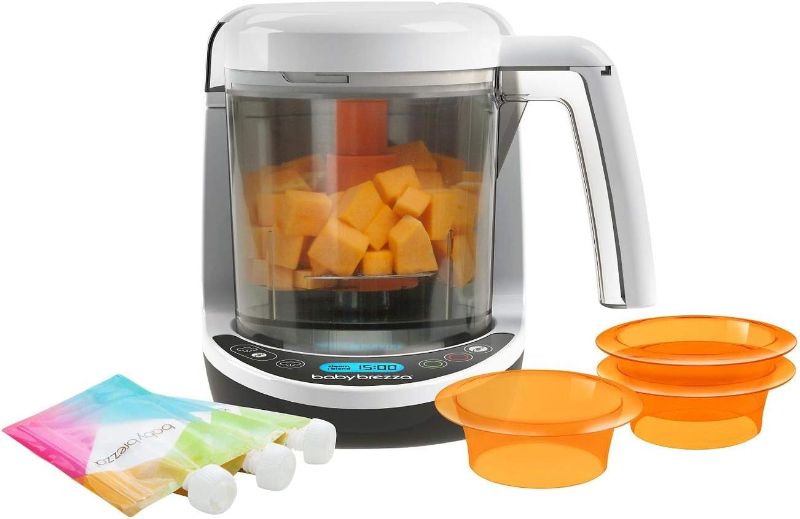 Photo 1 of ***POWERS ON*** Baby Brezza One Step Baby Food Maker Deluxe – Cooker and Blender in One to Steam and Puree Baby Food for Pouches - Make Organic Food for Infants and Toddlers - Set Includes 3 Pouches and 3 Funnels