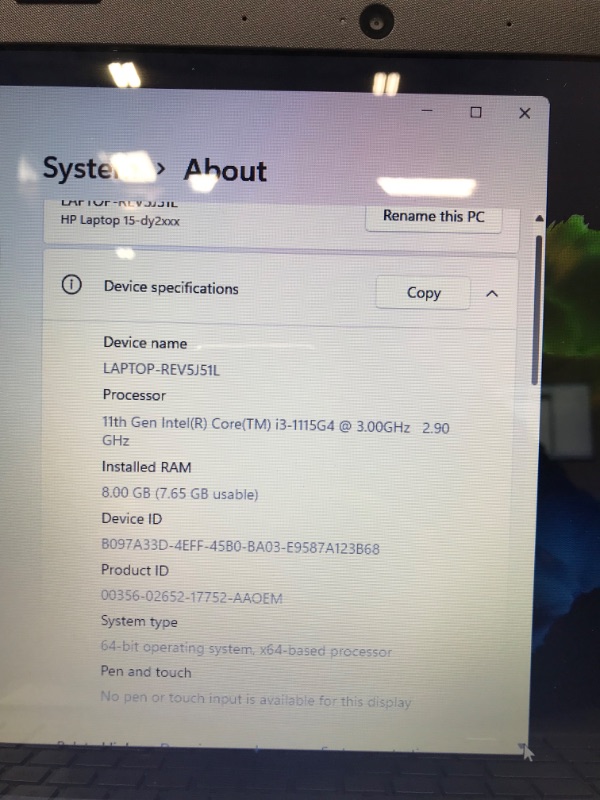 Photo 5 of HP 15.6" Laptop, 11th Gen Intel Core i3-1115G4, 8GB DDR4 RAM, 256GB SSD, HDMI, Webcam, Wi-Fi, Bluetooth, Windows 10 Home, Natural Silver, W/MD Accessories 15-15.99 inches