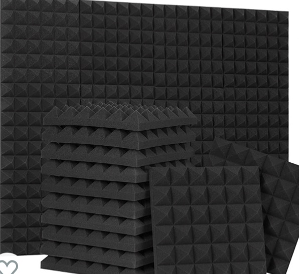 Photo 1 of 24 Pack-12 x 12 x 2 Inches Pyramid Designed Acoustic Foam Panels, Sound Proof Foam Panels Black, High Density and Fire Resistant Acoustic Panels, Sound Panels, Studio Foam for Wall and Ceiling