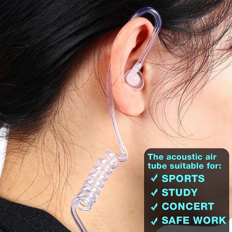 Photo 1 of 50 Pieces Replacement Acoustic Tube Acoustic Tube Earpiece Bulk Replacement Acoustic Coil Tube with Clip for Two Way Radio Audio Walkie Talkies Headsets
