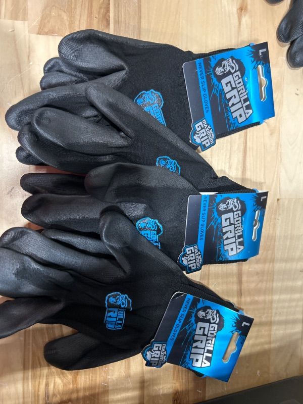 Photo 1 of 3PK-GORILLA GRIP Large Glove, Black
