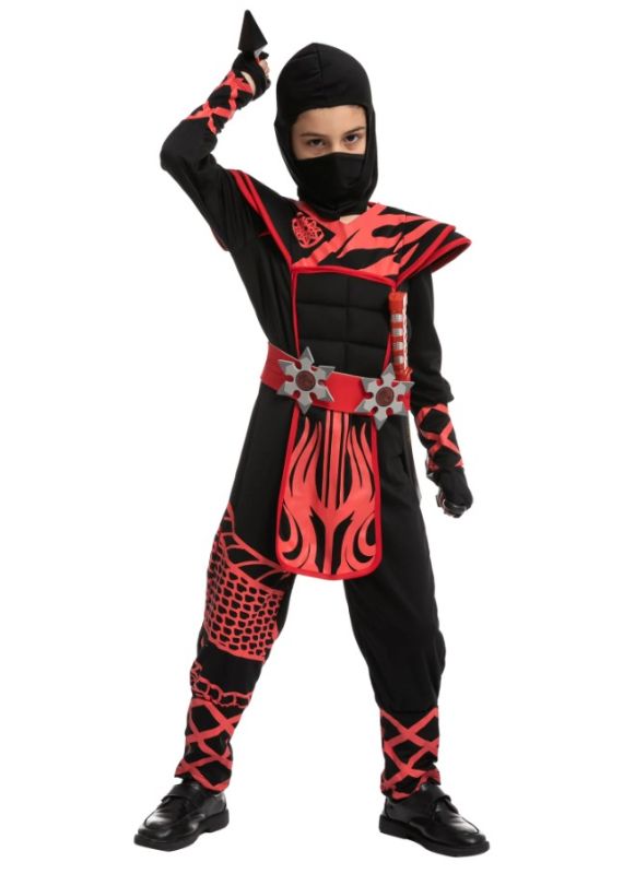 Photo 1 of Dragon Scales Red/Black Ninja Costume Cosplay- Child, Size S