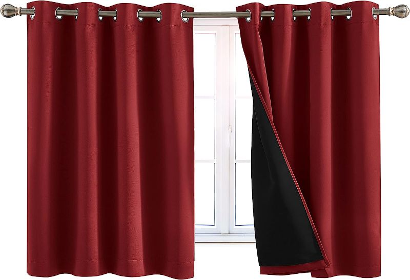 Photo 1 of 100% Blackout Window Curtains: Room Darkening Thermal Window Treatment with Light Blocking Black Liner for Bedroom, Nursery and Day Sleep - 2 Pack of Drapes, Rose Petal (45” Drop x 52” Wide Each)
