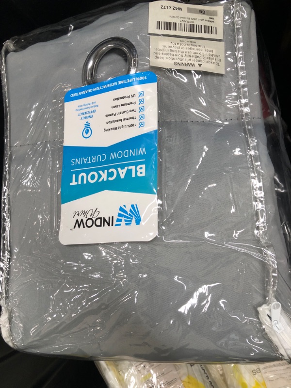 Photo 2 of 100% Blackout Window Curtains: Room Darkening Thermal Window Treatment with Light Blocking Black Liner for Bedroom, Nursery and Day Sleep - 2 Pack of Drapes, Glacier Gray (72” Drop x 42” Wide Each