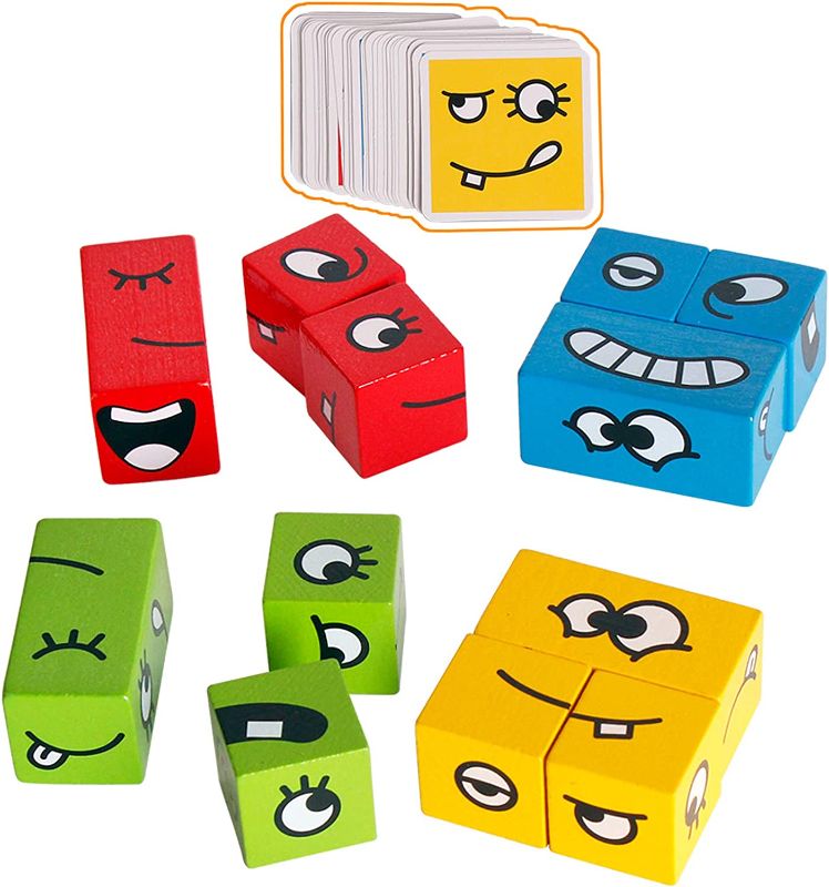 Photo 1 of 2 SETS
CHIYR Wooden Expressions Matching Block Puzzles Building Cubes Toy Borad Games Educational Montessori Toys for Kids Ages 3 Years and Up?Travel Games,Brain Teasers Puzzles Toys
