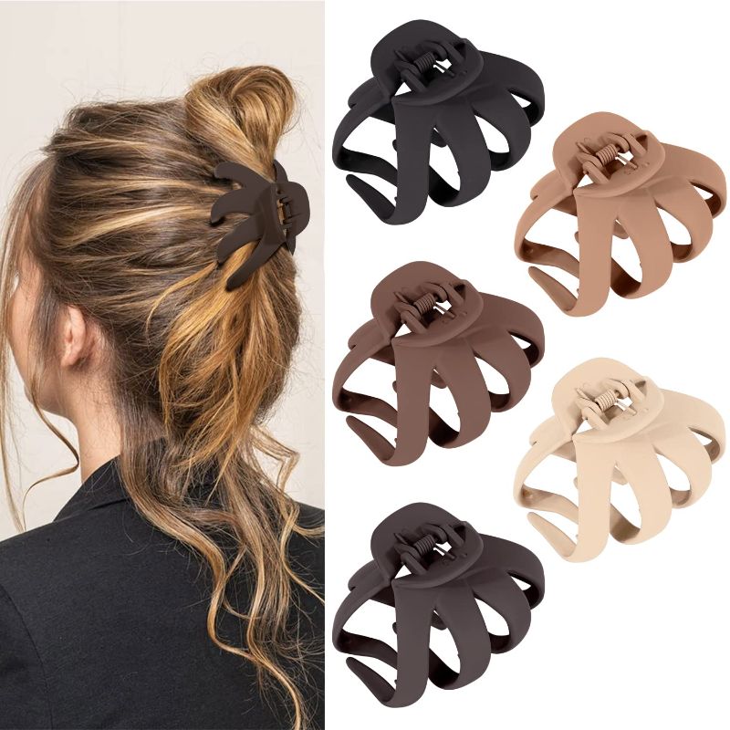 Photo 1 of 10 Pcs Octopus Hair Clips Matte Hair Clips Neutral Hair Claw Clip, Non-slip Hair Clips for Women Strong Hold Claw Clips for Thick Hair and Thin Hair, Octopus Hair Claw Clips
