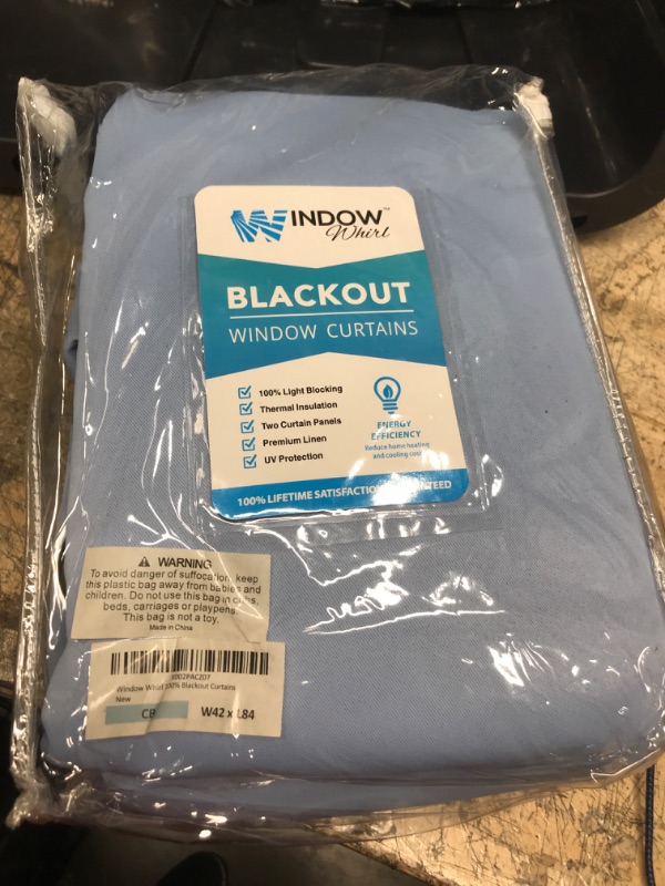 Photo 2 of 100% Blackout Window Curtains: Room Darkening Thermal Window Treatment with Light Blocking Black Liner for Bedroom, Nursery and Day Sleep - 2 Pack of Drapes, Chambray Blue (84” Drop x 42” Wide Each)