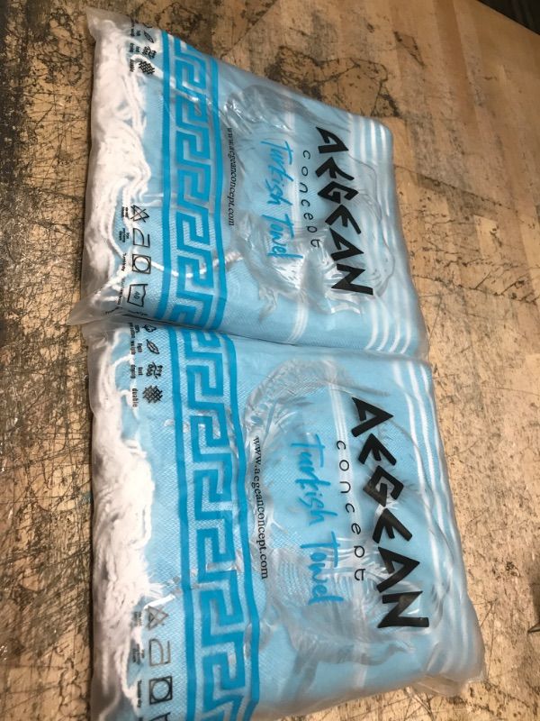 Photo 2 of 2pcks of Aegean Concept - Turkish Beach Towel (37 x 77), Sandproof, Prewashed for Soft Feel, 100% Cotton, Quick Dry, Oversized Towels for Travel, Pool, Must Haves with Lively Colors (Turquoise)