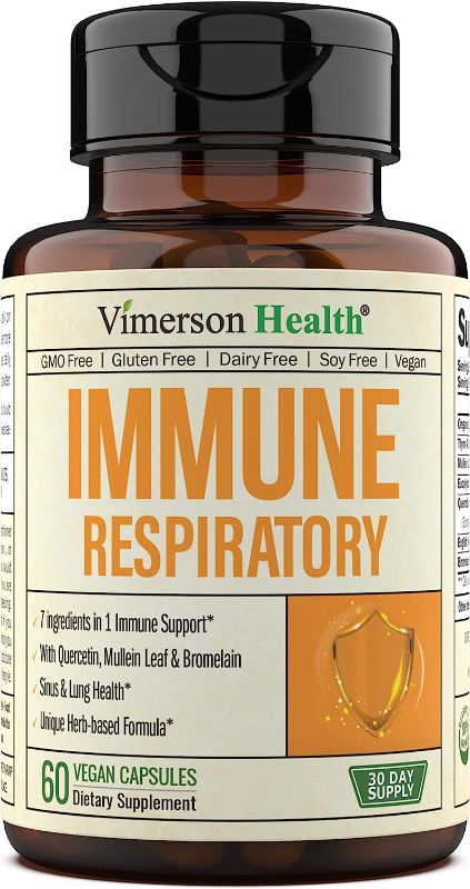 Photo 1 of **EXP DATE 02/2024**Immune Support Supplement Quercetin with Bromelain, Oregano, Mullein Leaf & Eucalyptus - Immune Respiratory Booster for Adults for Sinus Health & Lung Cleanse. Gluten Free & GMO Free. 60 Capsules