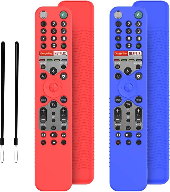 Photo 1 of 3pcks of TOLUOHU 2 Pack Remote Cover for Sony RMF-TX600U RMF-TX500U Remote Control, Sony Remote Cover Case,Smart TV Remote Sleeve Holder Skin Battery Protector with Lanyard(Red+Blue)