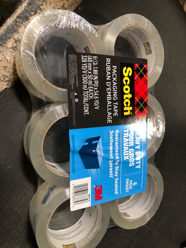 Photo 1 of 1.88 in. x 54.6 yds. Scotch Heavy Duty Shipping Packaging Tape (6 Rolls per Pack)