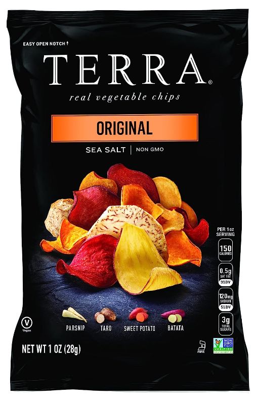 Photo 1 of ( Expired 23 jun 2023 ) Terra Vegetable Chips with Sea Salt, Original, 1 oz (Pack of 24)
