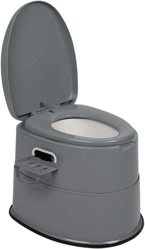 Photo 1 of Bonergy Portable Toilet for Camping with Inner Bucket Indoor Outdoor Portable Toilet with Removable Toilet Paper Holder and Storage Shelf for Camping, Hiking, RV, Bedroom and Living Room OFF WHITE COLOR 