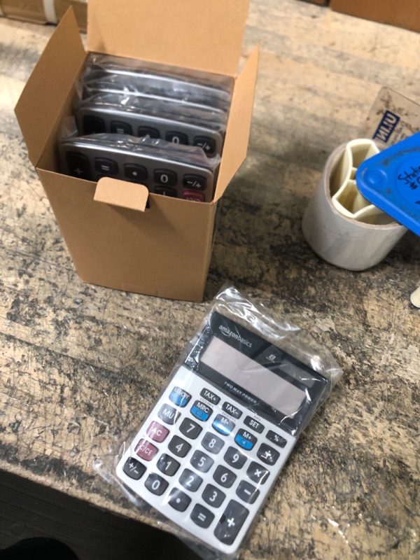 Photo 1 of Amazon Basics LCD 8-Digit Desktop Calculator, Silver - 5 Pack Silver 5 pack