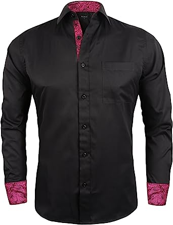 Photo 1 of Alizeal Men's Business Slim Fit Dress Shirt Long Sleeve Patchwork Button-Down Shirt
SIZE M