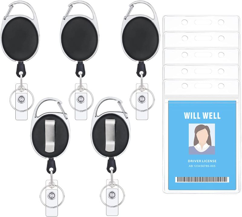 Photo 1 of Clear ID Badge Holder Lanyard Retractable 5 Pack 