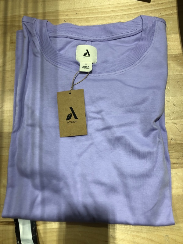 Photo 2 of Amazon Aware Women's Organic Cotton Jersey Puff Sleeve Crewneck Top (Available in Plus Size) Medium Purple